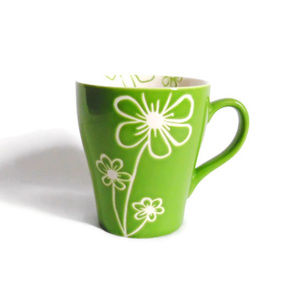 Starbucks Coffe Mug Green 2007 Floral Flower 15oz